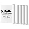 Bisofice 5 Rotoli Carta Termica A4, Compatibile con tutte le Stampante Termica Portatile, Senza BPA, per Foto Ricevute Memo File, Circa 22 fogli/rotolo