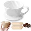 WIYETY Filtro da caffè in porcellana WIYETY, 50 fogli filtranti, 4 tazze, regalo per amici