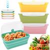 WANDGU Contenitore pieghevole in silicone 550 ml: 4 salvafreschezza con coperchio, Meal Prep Box, per alimenti, microonde, lavastoviglie