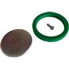 COFFEEE - Kit manutenzione gruppo erogatore Rancilio. N.1 doccia competizione Ø 57mm + 1 sottocoppa 73x57,5x h.8mm con 4 spacchi 80 sh silicone verde FDA + 1 vite M5X14 TC inox din 84