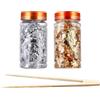 Msiud Fiocchi di Foglia Oro, 2 Bottiglie con Pinzetta Kit Decorativo per Resina Nail Art Pittura Sculture e Dolci Oro e Argento Set Professionale con Pellicole Richiudibili
