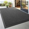 DEXI Zerbino Ingresso Esterno 90 x 150 cm, Tappeto per Porta Interno, Zerbini Antiscivolo Lavabile, Fondo in Gomma Impermeabile, Assorbente Tappeti per Corridoio, Balcone, Giardini, Grigio Strisce