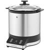 WMF, cuociriso da Kitchenminis, da 220 W, con contenitore per il pranzo, vaporiera, salvaspazio, pentola interna con coperchio da asporto (1,0 litro), cromato opaco