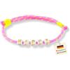 happymaker Bracciale Donna Estivo Bohémien - Bracciale Corda Regolabile Stile Marino con Tartaruga o Perla d'Acqua Dolce, Bracciale Estate Mare Festival, Idea Regalo Donna (rosa - lettere HAPPY)