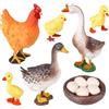 AENIMELY Set Figurine Pollame Realistico Cavo con Pulcino, Anatroccolo, Gallina, Oca, Nido con Uova, Giocattoli Educativi Animali da Fattoria per Bambini, Cake Topper