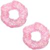Thinp Confezione da 2 elastici per capelli con paillettes rosa luccicanti e cristalli, elastici per coda di cavallo, accessori per capelli spessi e ricci, taglia L (rosa)