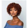 Début Parrucca corta riccia 100% capelli umani per donne brasiliane afro marrone rosso chiaro con frangia Pixie Cut Remy (20 cm, 4)
