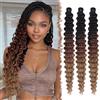 FESHFEN Ocean Wave Crochet Hair extension per Donne - 3 Pezzi Estensioni Capelli per Treccine a Onde Sintetici Ondulati Braiding Trecce Boho Posticci Extensions, 55 cm Ombre Nero/Burro/Marrone Dorato