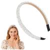 Nymora Fascia con Strass per Donne, Fascia con Cristalli a 4 File Elegante, Fascia Antiscivolo Larga per Capelli, Fascia Bianca per Ragazze