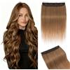 MY-LADY One Piece Clip In Extension Capelli Umani Veri per Testa Piena Voluminosa 3/4, 20cm 5 Clip Capelli Umani Veri Extension Capelli Liscio Per Donne(#06 Marrone Chiaro, 40g)