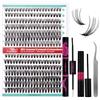 FADVAN Ciglia Finte Ciuffetti Naturali D Curl - 4PCS Ciglia Extension Kits con Bond Seal Remover e Pinzette - 30D+40D Lash Clusters - Ciuffetti Ciglia(0.07mm,Mix 9-16mm)