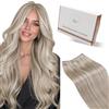 Hetto Extension Capelli Veri Tessitura Biondo Extension Capelli Tessitura Remy Umani Biondo Cenere con Biondo Candido Weft Remy Human Hair Extension 40cm 80g #18P613