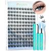Obeyalash Kit Extension Ciglia Manga 120PCS, Ciglia a Ciuffetti Curvatura C con Lash Bond & Seal e Pinzette, Lunga Tenuta, DIY Effetto Lashes Cluster (KIT-2)