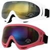 OUTDOORSPARTA 2-pacchetto Occhiali da sci da neve, occhiali da snowboard per uomini, donne, giovani, bambini, ragazzi o ragazze (9. Cornice Bianca, Lente D'argento; Rosa Rahmen, Lente D'argento)