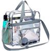 WANDGU Tasca trasparente con tasche con cerniera: tasca trasparente, borsa Bib trasparente approvata stadio, zaino trasparente per biblioteca, stadio, aeroporto, spiaggia, trasparente