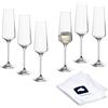 LEONARDO HOME Bicchieri da spumante PUCCINI (set da 6) con panno lucidante - calici prosecco lavabili in lavastoviglie (280 ml) - antiurto e adatti all'uso quotidiano - 040979