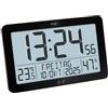 TFA Dostmann Orologio da parete radiocontrollato digitale, indicatore della temperatura ambiente, 60.2568.01, ampio display, indicazione del giorno della settimana e della data, funzione sveglia, nero