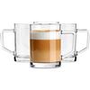 Glasmark KROSNO 1992 Set 4 Bicchieri per Caffè Cappuccino Latte Tè - Trasparenti con Manico e Fondo Spesso 270 ml