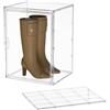 Attelite Contenitore in plastica trasparente con coperchio, impilabile, con 2 ripiani, organizer per scarpe con divisore regolabile, grande espositore in acrilico con porta magnetica