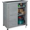 Relaxdays Armadietto da Giardino, 3 Scomparti, Ripiano Inclinato, Mobiletto a 2 Ante, in Legno, 97x86,5x47 cm, Grigio