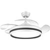 DRW Lampada Ventilatore da Soffitto Bianco e Nero con pale retrattili 3 Colori di Luci e Telecomando Ø107x34-49 cm Lampada:ø50 cm