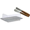 Fackelmann Set burro con 2 spalmaburro in acciaio e manico in legno e burriera con coperchio, utensili cucina per burro, formaggi spalmabili, creme e marmellate, pratici, eleganti e facili da pulire
