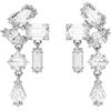 Swarovski Orecchini pendenti Mesmera, Taglio misto, Bianchi, Placcato rodio