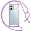 Pnakqil Cover per Motorola Edge 50 Fusion con Cordino, Trasparente Custodia con Laccio Tracolla Cellulare Girocollo Collana Protettiva per Motorola Edge 50 Fusion 6.7 Pollic, Viola 01