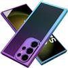 N NEWTOP Cover Moda 02 TPU Compatibile per Samsung Galaxy S23 ULTRA, Colorata Sfumata Trasparente Opaca Morbida Flessibile Custodia Protezione Fotocamera Vetro Temperato Completa Cromata (Viola)