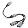 AIYEEN Cavo USB Splitter, Adattatore USB A Splitter 1 in 2 Out, Hub Doppia Porta per Trasferimento Dati/Ricarica, Prolunga Extra Cavo di Alimentazione Split Dati per Auto/Laptop/Mac/PC (Grigio)
