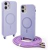 BGHHEU Magnetica Cover per iPhone 12 Mini con Cordino,[Compatible con Magsafe],Custodia Silicone con Regolabile Collana Sottile Morbida Case,Viola