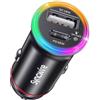 Syncwire Adattatore Caricabatterie da Auto USB C 54W 2-Porte [PD36W+QC18W] [Interruttore Luce] [Corpo in Metallo] Caricatore Rapido USB Type-C per iPhone 17 16 15 14 Pro Max Galaxy S25 e oltre