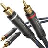 KabelDirekt - Cavo audio RCA da 2 maschi a 2 maschi, intrecciato - 1,5 m - Cavo audio stereo particolarmente resistente e con una qualità sonora brillante (cavo RCA, Home Cinema, analogico e digitale)
