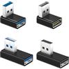 BASESAILOR Adattatore USB 3.0 Angolo 4 Pezzi,Connettore Prolunga USB A 90 Gradi Su Giù 5Gbps Convertitore Forma L per Hub USB,PS5 PS4 Slim,CarPlay,Stampante,PC,Laptop,Caricatore Tipo A,Tastiera,Mouse