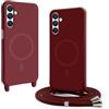 BGHHEU Magnetica Cover per Samsung Galaxy S23 FE con Cordino,[Compatible con Magsafe],Custodia Silicone con Regolabile Collana Sottile Morbida Case,Rosso