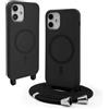 BGHHEU Magnetica Cover per iPhone 12 Mini con Cordino,[Compatible con Magsafe],Custodia Silicone con Regolabile Collana Sottile Morbida Case,Nero