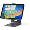 Tabdoq Supporto per Tablet da Scrivania Supporto Universale per iPad & Tablet da 8-13 Pollici - Stand in Metallo Robusto per Ufficio, Cucina & Smart Working - Nero