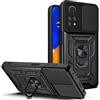 ESTH® Cover per Xiaomi Redmi Note 12 Pro 4G con Custodia per Fotocamera Scorrevole e Supporto ad Anello [Custodia Paraurti Compatibile con Supporto Magnetico per Auto], Nero
