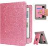 Caweet Custodia per Tolino Shine Color/Shine 5(2024)/Shine 4(2022) e Kobo Clara Colour/BW/2E, Copertina con Appoggio Ripiegabile, Slot per Carte, Fascia per Mano e Auto Sleep/Wake, Rosa con Luce