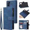 QLTYPRI Custodia per Samsung Galaxy A52/A52S 5G, custodia a portafoglio in pelle di grande capacità 6 porta carte e 1 tasca con cerniera cavalletto cinturino custodia protettiva magnetica - blu