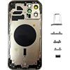 DHLK® Scocca Posteriore in Vetro, Telaio Back Frame Compatibile con iPhone 12 PRO Max Senza Logo, Senza COMPONENTI PREINSTALLATI - Telaio, Tasti Laterali, Adesivo Batteria (Nero)