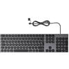 Yivandi Tastiera cablata interamente in alluminio per Apple Mac OS: porta USB/USB-C, plug and play, tastiera completa sottile e durevole con tastierino numerico per iMac, Mac mini o MacBook- Grigio