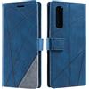 SONWO Cover per Oppo Find X2 Neo, Flip Caso in PU Pelle Case Cover Portafoglio Custodia per Oppo Find X2 Neo, [Kickstand] [Slot per Schede], Blu