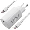 Ruilezyo Caricatore USB C da 120 W per Xiaomi 14T Pro 15T Pro 15 Ultra 15T Poco F8Pro X7Pro F7 Ultra F6, alimentatore di rete GaN Turbo Hyper Charger per Redmi Note 14Pro+ 13Pro+
