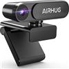 AIRHUG Webcam 2K senza microfono con copertura privacy, webcam USB per computer e laptop plug & play, webcam senza audio, grandangolo 78°, per streaming e conferenze, compatibile con Skype Zoom YouTube