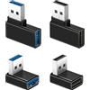 BASESAILOR Adattatore USB A Maschio a Femmina 90 Gradi 4 Pezzi,Connettori USB 3.0 Angolo Su Giù e Sinistra Destra,Prolunga Tipo A 5Gbps per CarPlay,Stampante,PS5 PS4,Laptop,Disco,Caricatori,Computer