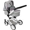 Bayer Chic 2000® Passeggino per bambole 2 in 1 Mika - asterisco grigio - pieghevole - manico regolabile in altezza 47-80 cm - telaio moderno - Bambole fino a 52 cm - 4-8 J