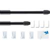 Aiitomg 2 Pezzi Bacchette per Tende Estensibili Bastoni per Tende a Vetro Aste Tende per Finestre Senza Forare per Negozi, Armadi, Finestre, Cucine, Progetti Fai Da Te(90-150cm, Nero)
