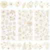 WANDIC 3 Fogli Adesivi trasferibili da strofinare, Fiori Dorati, Decalcomanie Impermeabili per mobili, Artigianato, diari Spazzatura, per Fai da Te, Scrapbooking, 15 x 30 cm