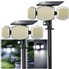 Togaga Faretto Led da Esterno Solare, 1200LM 426 LED Luce Solare con Sensore di Movimento 3 Testa 3 Modes, IP65 Impermeabile, Illuminazione a 270°, Luci Solari per Giardino Garage Parete